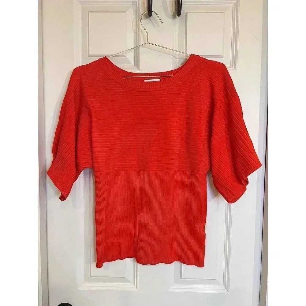 Joseph A orange wide arm ribbed‎ sweater size large